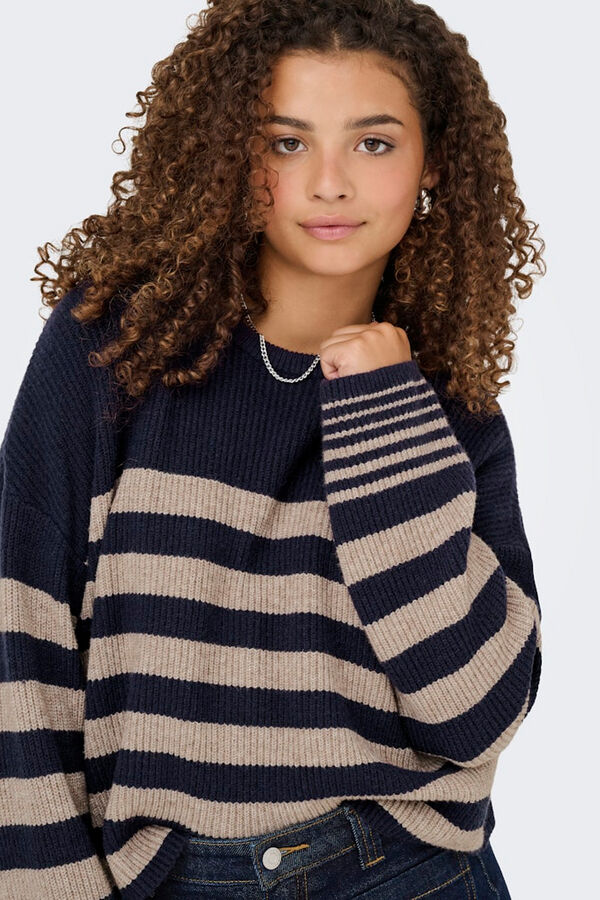 Only Jersey de rayas cuello redondo azul