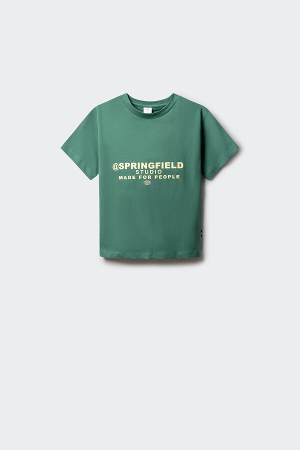 Springfield Kids Dečija majica sa kratkim rukavima &scaron;irokog kroja Zelena