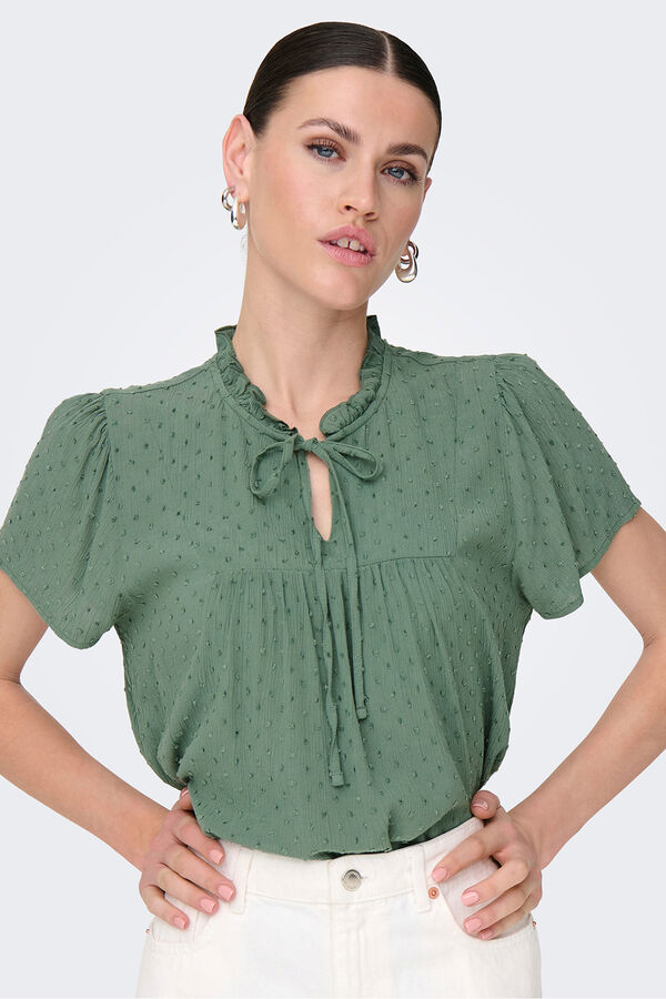 JDY Blusa manga corta plumeti verde