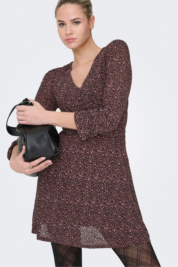 Only Vestido curto estampado castanho