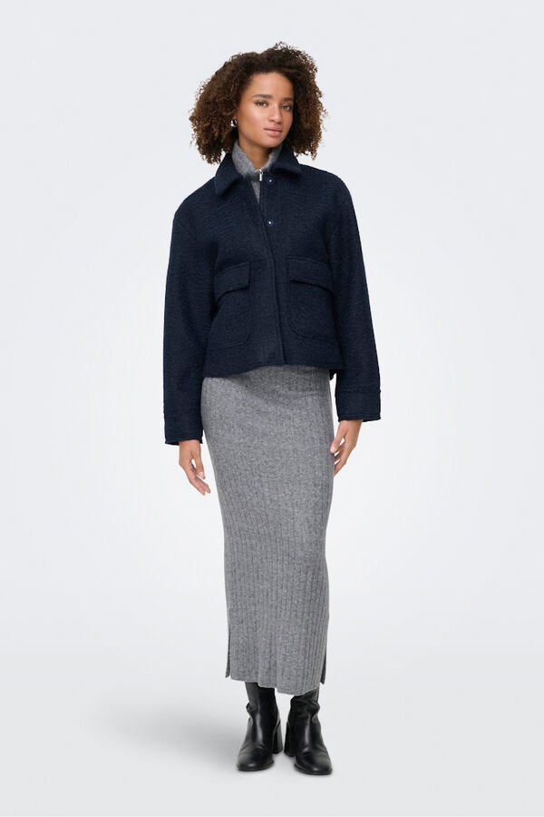 Only Casaco curta texturizada azul