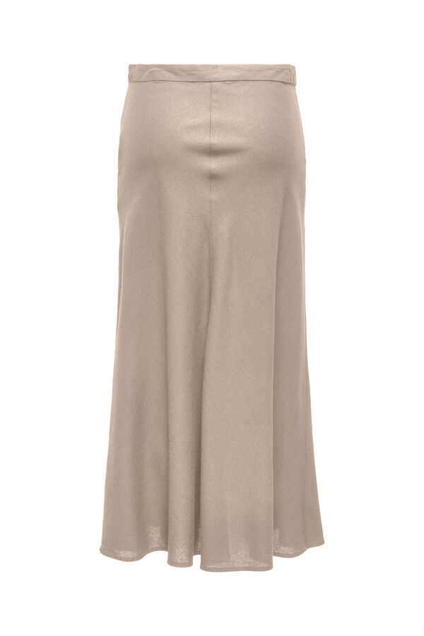 Only Falda midi de lino beige