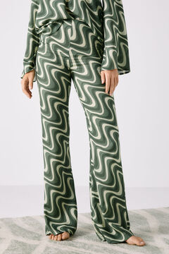 Springfield Printed Bell-bottom Trousers green