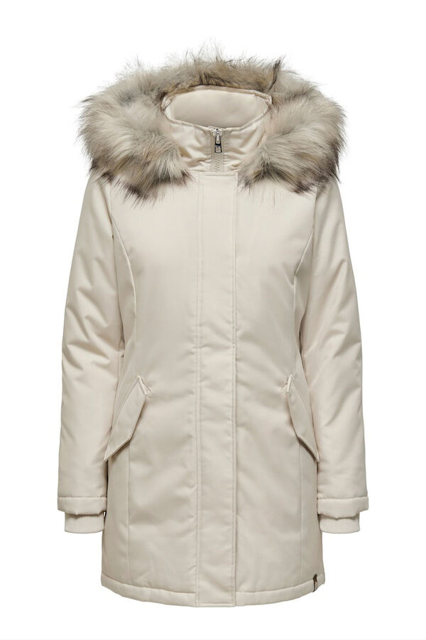 Only Parka con capucha con pelo beige