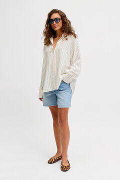 Jack & Jones Camisa oversize em linho &agrave;s riscas