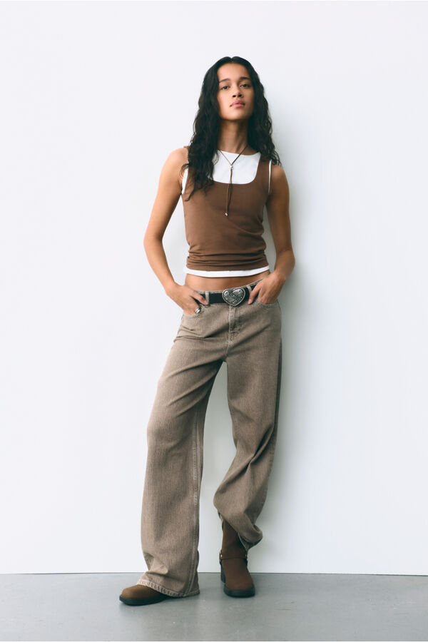 Springfield T-shirt de al&ccedil;as duplo tecido cru