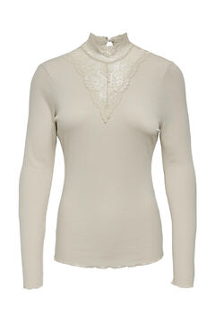 Springfield Jersey-knit top with lace gray