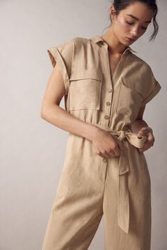 Springfield Linen shirt-style jumpsuit brown