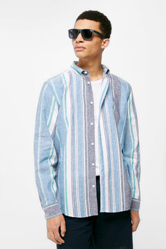 Springfield Striped linen shirt bluish
