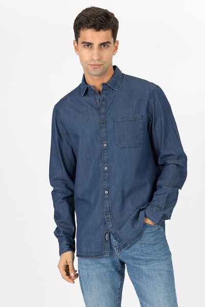 Springfield Regular fit denim shirt with pocket blue