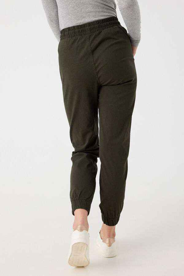 Springfield Essential elasticated jogger trousers Kaki