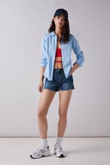 Springfield Raw hem comfort denim shorts blue