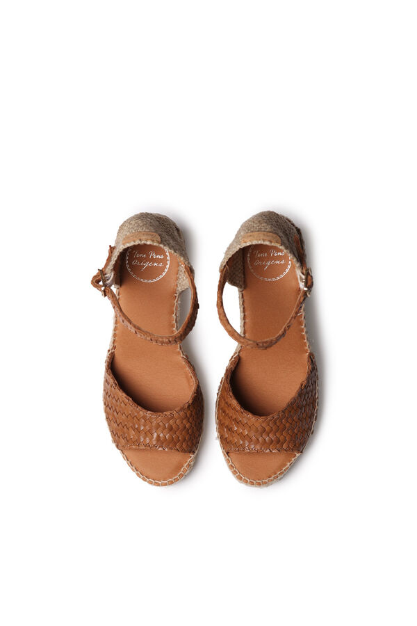 Toni Pons Braided leather wedge espadrille mink