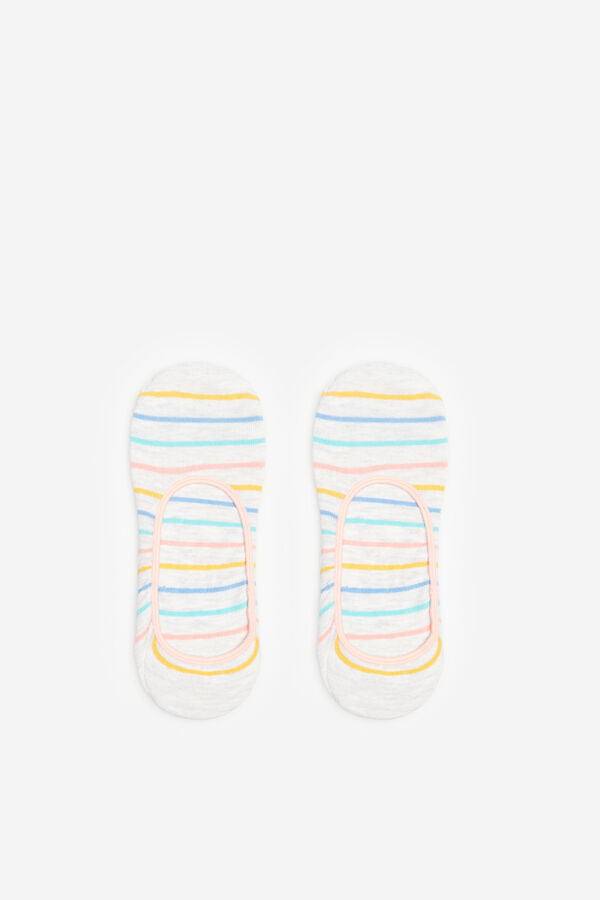 Springfield Multicoloured striped no-show socks brown