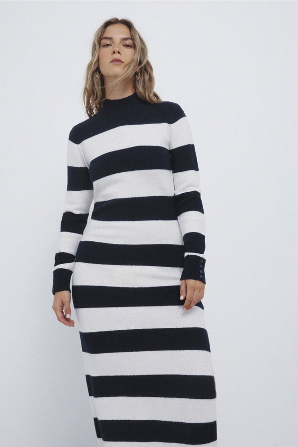 Springfield Kodak jersey-knit striped midi dress blue