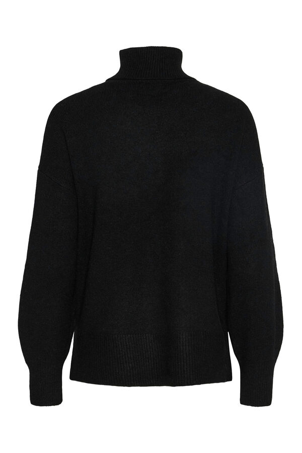 Pieces Basic turned-up sweater black