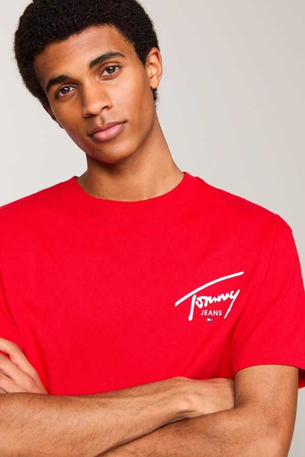 Springfield T-shirt de homem Tommy Jeans vermelho real