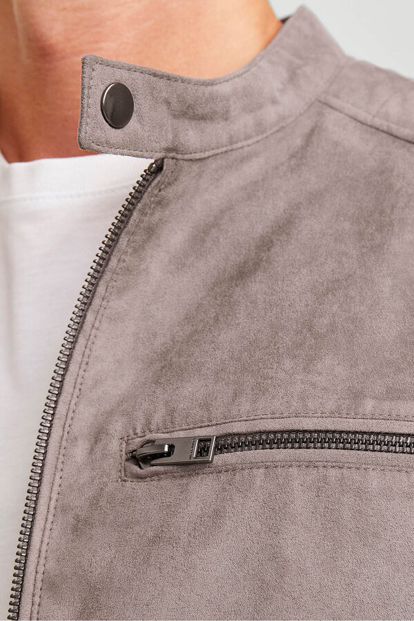 Jack & Jones Cazadora biker antelina gris