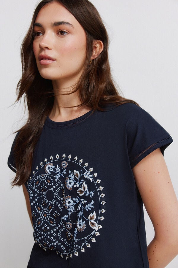 Springfield Printed short sleeve T-shirt blue