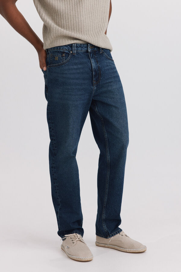 Springfield Overtinted wash straight fit jeans blue