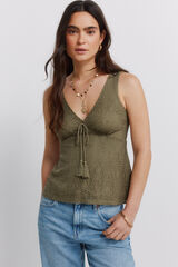 Springfield Embroidered bow vest top printed