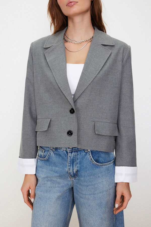 Trendyol Blazer cropped gris