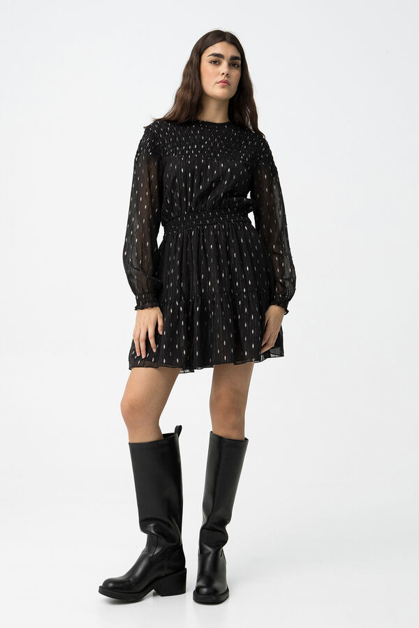 Tiffosi Vestido Drapead con Volantes negro