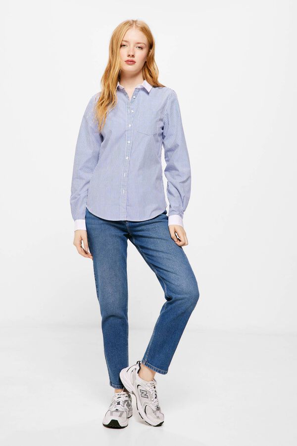 Springfield Striped contrast collar blouse navy mix