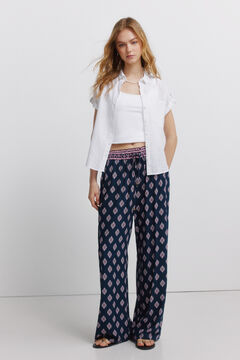 Springfield Printed rustic drawstring trousers