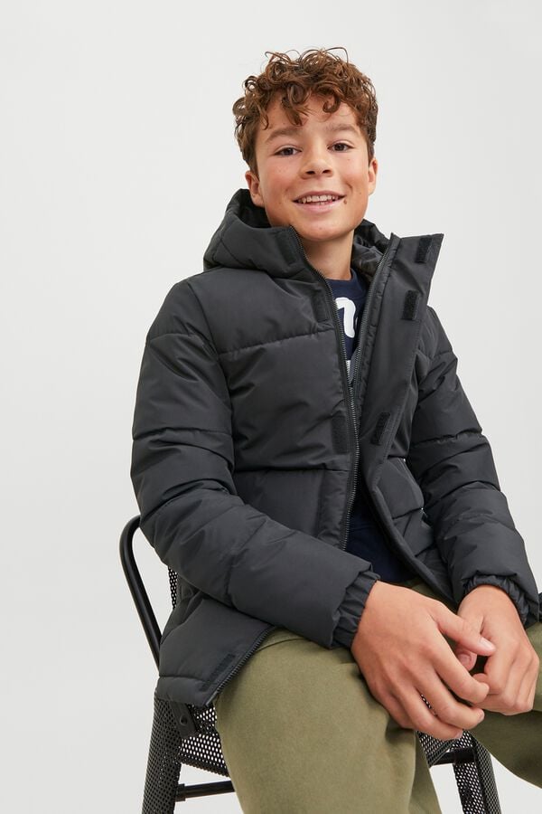 Jack & Jones Junior Puffer jacket with hood black