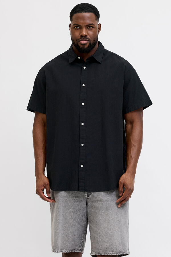 Jack & Jones PLUS Poplin short sleeve shirt black
