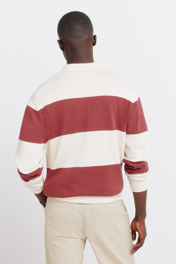 Springfield Colour block stripe polo shirt red