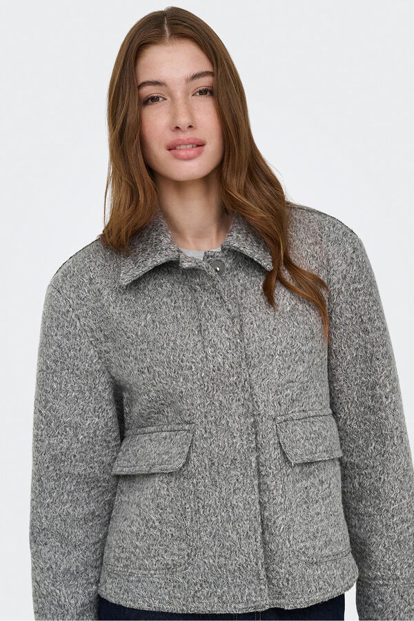 Only Short textured jacket grey