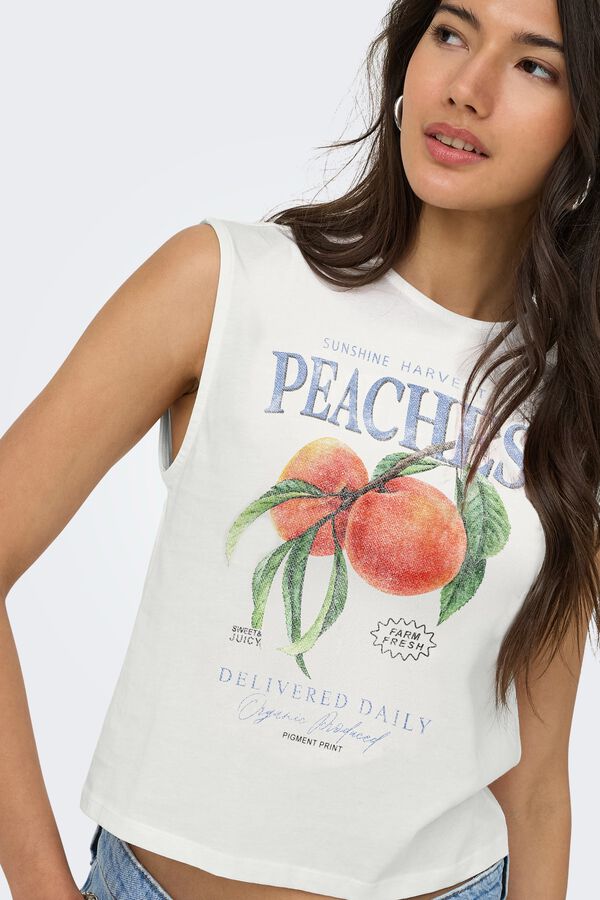 Only Round neck long T-shirt beige