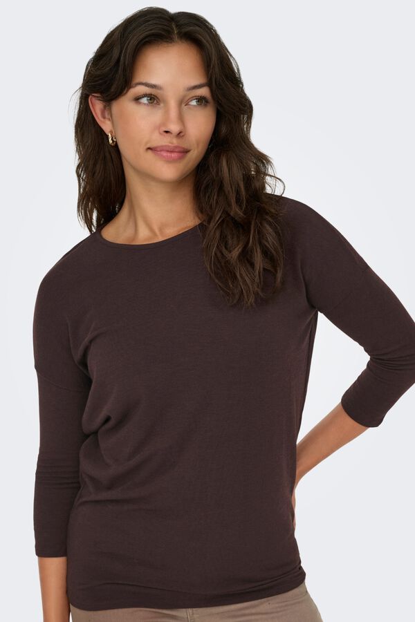 Only French sleeve T-shirt brown