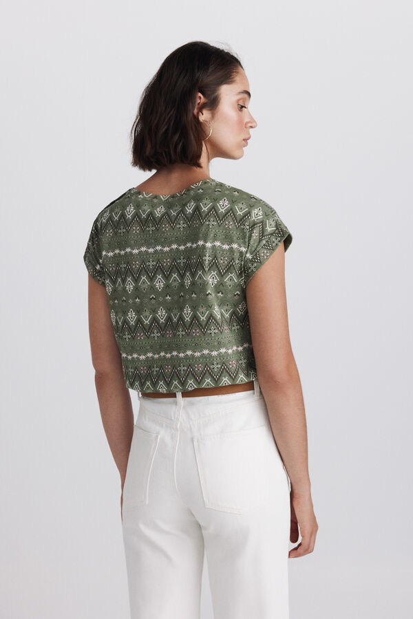 Springfield Printed shoulder button T-shirt printed