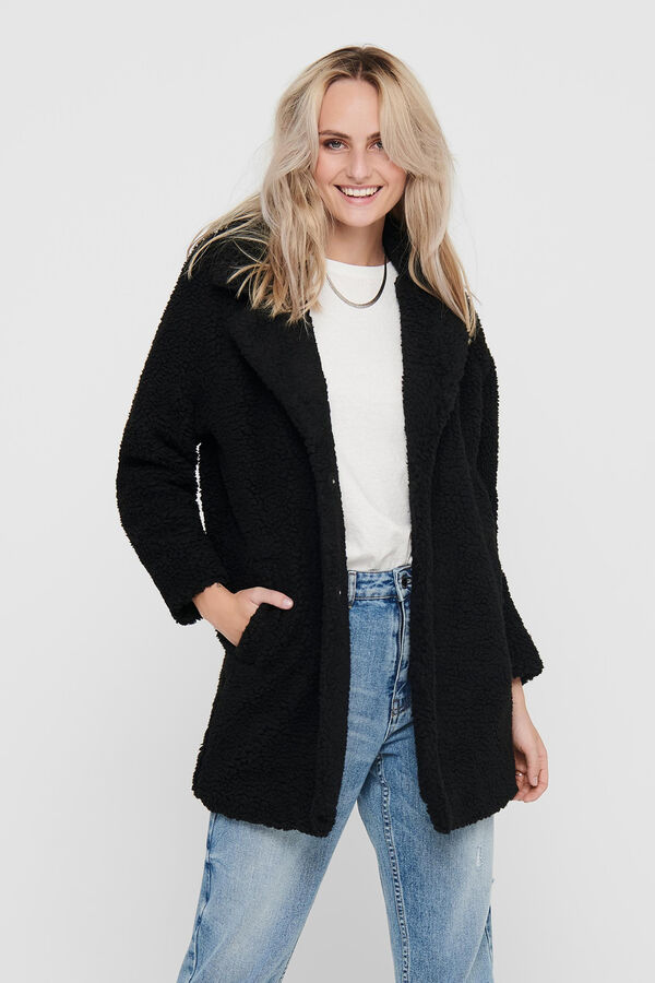 Springfield Faux shearling buttoned coat black