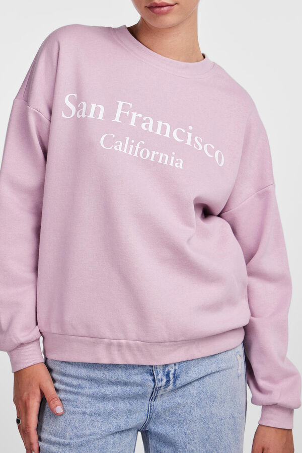 Springfield Sweatshirt Damen lange Ärmeln und geschlossener Ausschnitt. pink
