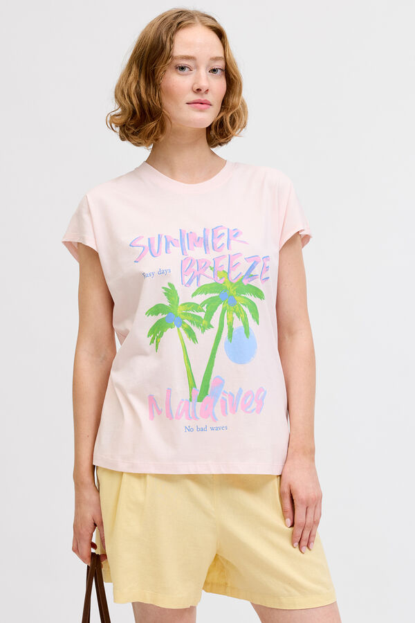 Jack & Jones Camiseta boxy print rosa