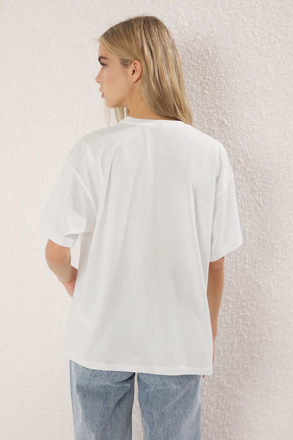 Trendyol Camiseta oversize manga corta blanco