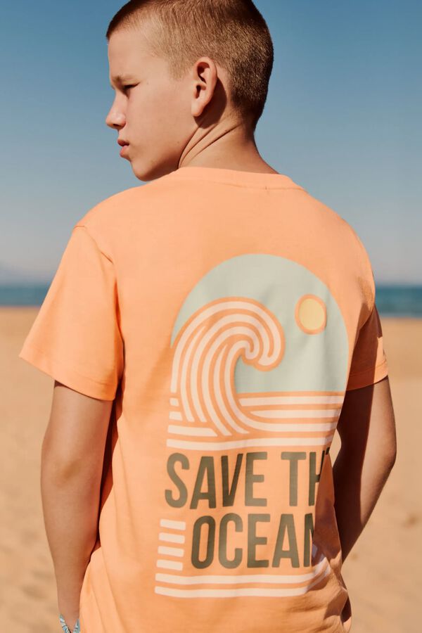 Springfield Kids Majica kratkih rukava "Save the ocean" za dečake Narandžasta
