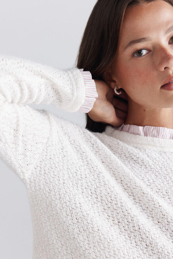 Springfield Cervantes neck fine knit jumper white