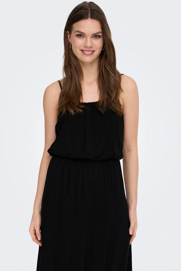 Only Vestido largo de tirantes regulables negro