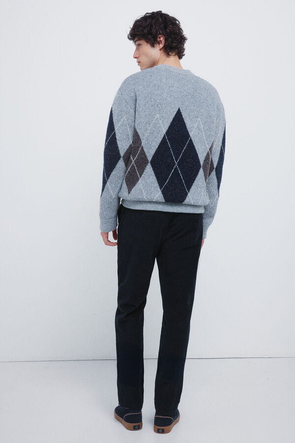 Springfield Calças chino slim fit de veludo cotelê micro azul