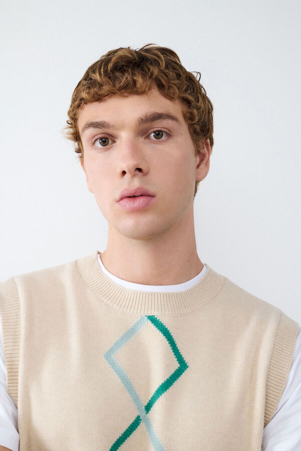 Balmohk Geometric round neck vest brown