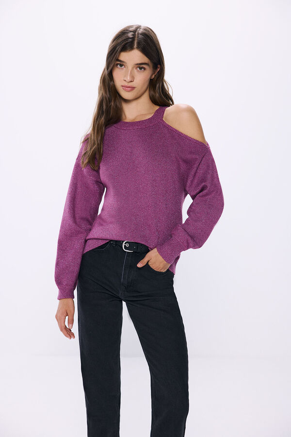 Springfield Su&eacute;ter assim&eacute;trico lurex rosa