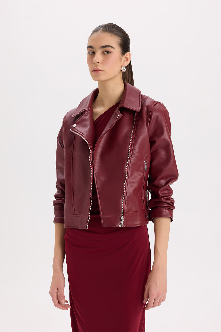 Chaqueta biker efecto piel