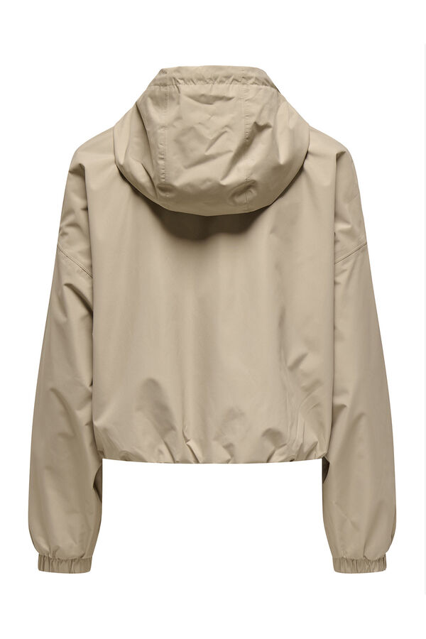 Only Capa de chuva curta com capuz bege