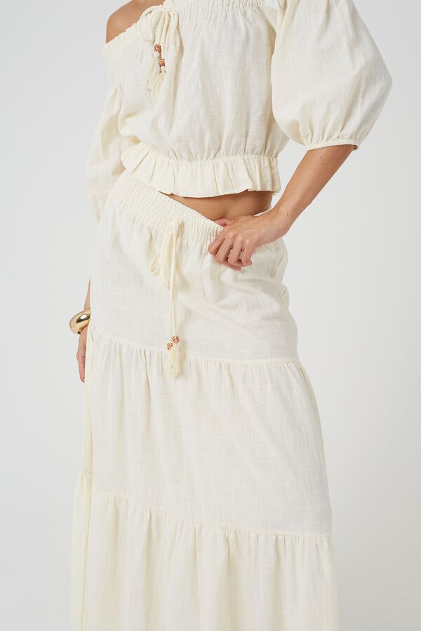 Brave Soul Long tie-waist skirt beige