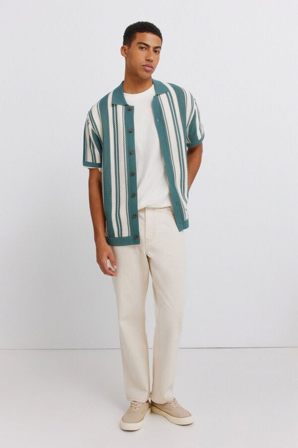 Springfield Striped button cardigan blue